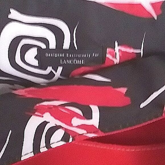 Lancome Tote Red Large Vegan Leather and Canvas - Picture 4 of 6